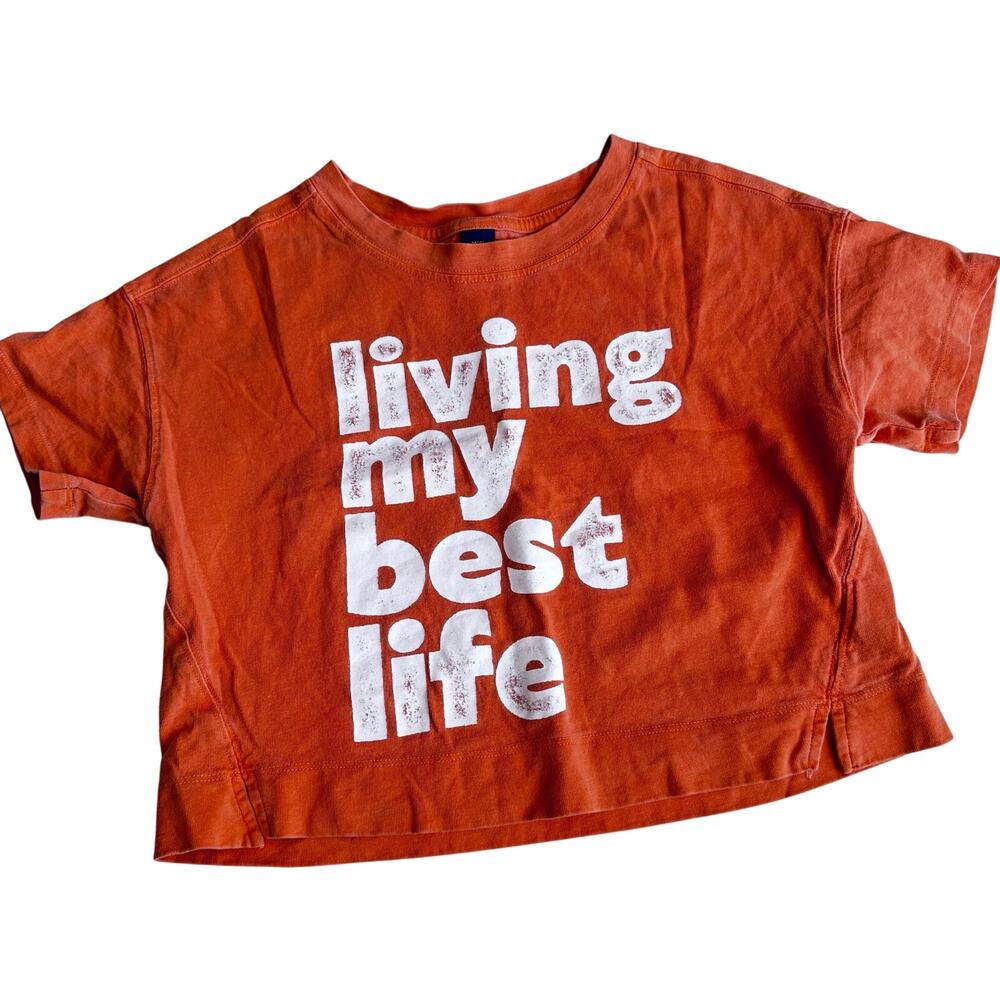 Old Navy Girls' Orange "Living My Best Life" Crop Top